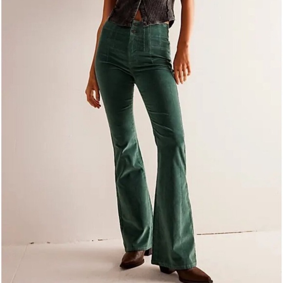Free People Pants - NWT Free People Jayde Green Corduroy Pants